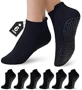 Veymitour 6 Pairs Pilates Socks for Women, Grip Yoga Crew Socks, Non Slip Grippy for Barre, Balle...