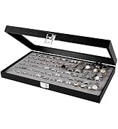 JackCubeDesign Jewelry Ring Display Organizer Storage Box Case Tray Holder with 72 Slot Ring Disp...