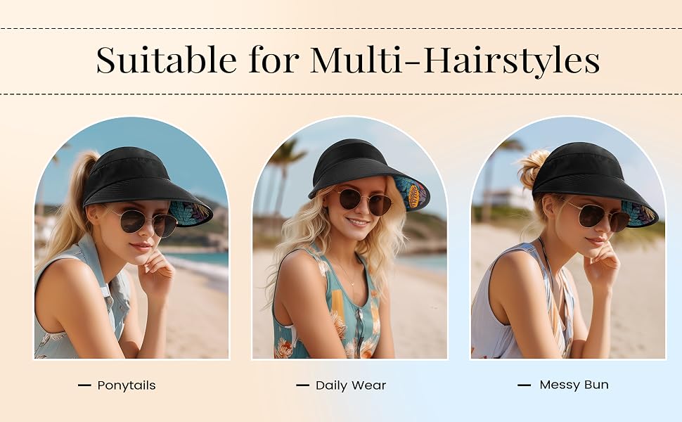 Summer Beach Hat with Ponytail Hole Breathable