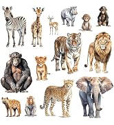AM AMAONM Removable 3D Nature Jungle Wild Animals Wall Stickers DIY Peel and Stick Safari Tiger L...
