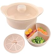 Velicber 42oz Silicone Microwave Steamer 3 Compartmented for Vegetables/Cooking, BPA Free Microwa...