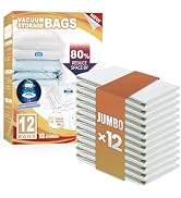 TAILI 12 Pack Vacuum Storage Bags, Jumbo Vacuum Seal Bags for Clothing (40x31 Inch), Space Saver ...
