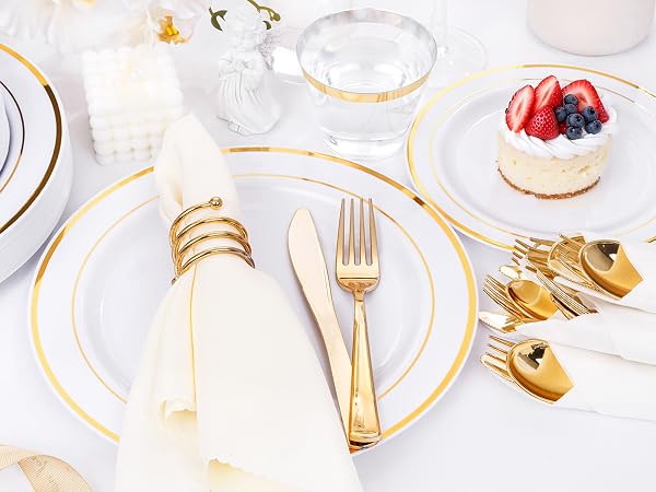 gold plastic plates