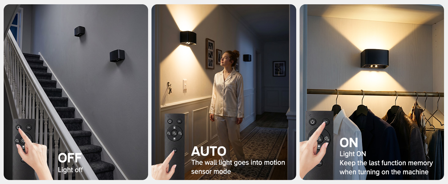 Motion Sensor Wall Light with Remote Control