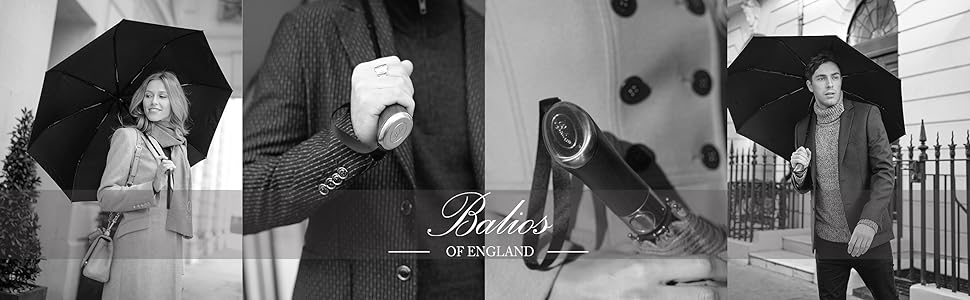 Balios rosewood handle folding travel umbrella