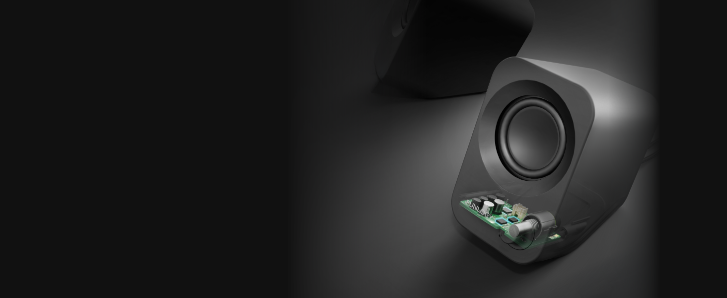 FUNLOGY Speaker Plus cutaway showing the driver and internal circuit board.