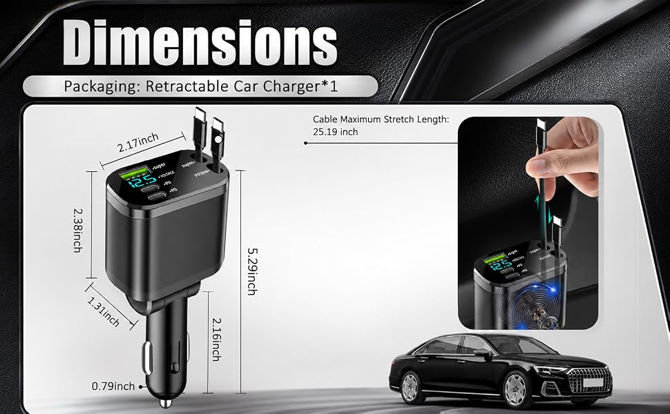 5 IN 1 RETRACTABLE CAR CHARGER ADAPTER