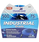 PlumbTech BHS75 Industrial-Grade Dual-Purpose BPA-Free Drinking Water-Safe Synthetic Rubber Hose,...