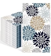 IANFEPH 100 Pack Fall Dahlia Paper Napkins 3 Ply Disposable Bathroom Guest Hand Towels 4.3 x 7.9 ...