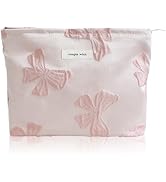 Wudygirl Makeup Bag for Women Large Capacity Cosmetic Bag with Zipper Cute Pink Bow Travel Pouch ...