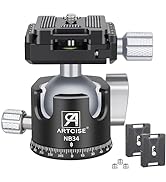 34mm Ball Low Profile Tripod Head with 2 Arca Swiss Quick Release Plates Professional CNC Aluminu...