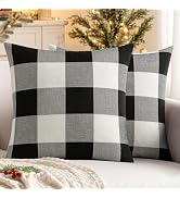 MIULEE Halloween Plaid Pillow Covers Fall 18x18 Black and White Pack of 2 | Buffalo Check Thanksg...
