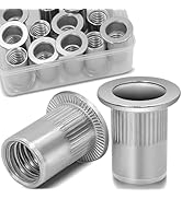 Vifmy 1/2''-13 UNC Rivet Nut, 10Pcs 304 Stainless Steel Flat Head Rivnut Threaded Insert Nutsert