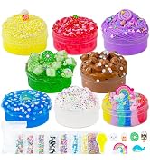 Slime Variety Pack Different Textures, 8 x 100ml Slimes Kit Includes Rainbow Cloud, Butter, Clear...