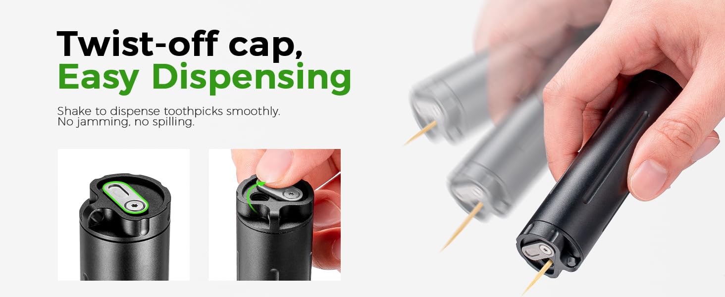 5mm single hole design, shake to get one toothpick easily, no mess.