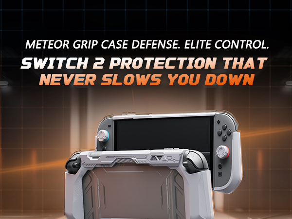 PlayVital Meteor Grip Case for Nintendo Switch 2 with Thumbstick Caps & Ergonomic Grips