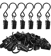 AMZSEVEN Stainless Steel S Hooks Curtain Clips, 50 Pack Hanging Party Lights Clips Hangers Gutter...