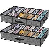 Onlyeasy Sturdy Under Bed Shoe Storage Solution Organizer For Closet Fit 16x2 Pairs, Underbed Sho...