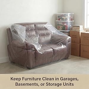 Loveseat storage bag plastic furniture cover for garage basement storage unit clear sofa protector