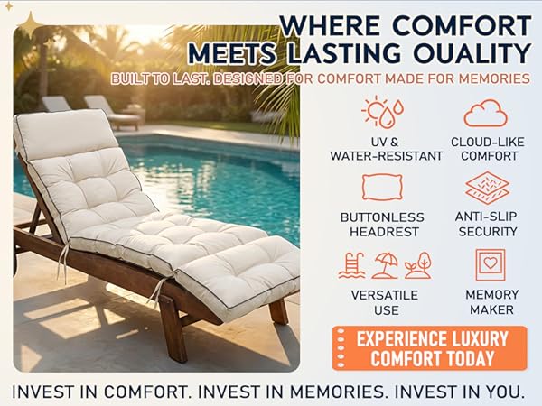 measuring 74x22x4 inches, this replacement cushion for chaise lounge provides great comfort