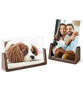 Mixoo Picture Frame 2 Pack - Rustic Wooden Photo Frames with Walnut Wood Base and High Definition...