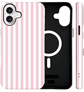 SenRiCase for iPhone 17 Case Cute Striped Phone Case Compatible with MagSafe, Dual-Layer Shock Pr...