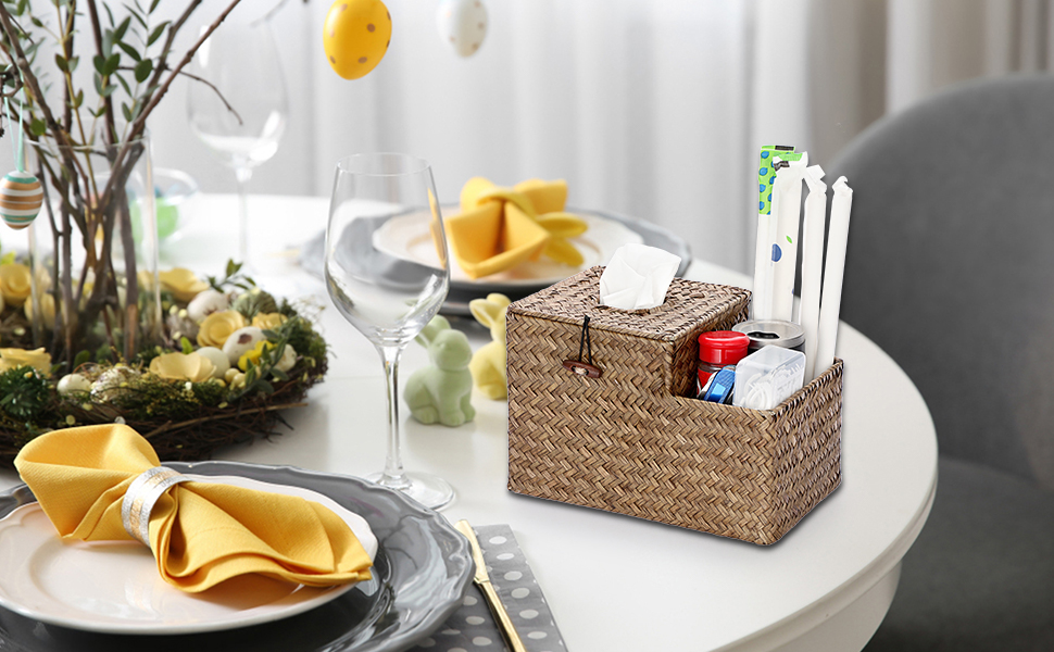Decorative and functional tissue box organizer