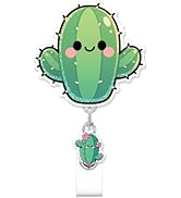 Cute Cactus Badge Reel for ID Card, Funny Cactus Retractable Nurse Alligator Clip Badge Reel for ...