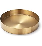 IVAILEX Round Gold Tray Stainless Steel Jewelry, Make up, Candle Plate Decorative Tray (7 inches)