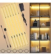 JUSJUBR Shelf Lights, 6 PCS 20 Inch Dimmable Flexible COB LED Light Strips, Warm White 3000K, LED...