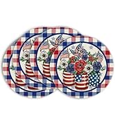 Artoid Mode American Flag Vases Flowers 4th of July Round Placemats Set of 4, 14 Inch Patriotic M...