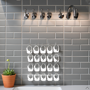 A modern bathroom with a sleek vanity and a tiled wall, showcasing the product seamlessly blending i