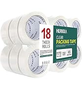 Clear Packing Tape, HERKKA 18 Rolls Heavy Duty Packaging Tape for Shipping Packaging Moving Seali...