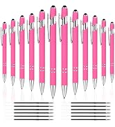 12 PCS 2 in 1 Stylus Ballpoint Pen with Stylus Tip, Stylists pens 1.0 mm Black Ink Metal Pen Styl...