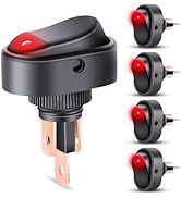 Nilight 5PCS LED Lighted Rocker Switch 12V Red LED Illuminated ON Off Toggle Switch 30A 3Pin SPST...
