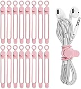 Nearockle 16Pcs Silicone Cable Straps Wire Organizer for Earphone, Phone Charger, Mouse, Audio, C...