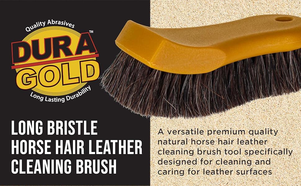 Dura-Gold Horse Hair Leather Cleaning Brush - Scrub Car Upholstery, Seats, Furniture, Fabric, Shoes