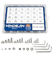 NINDEJIN Black & Silver Hex Socket Head Screws Bolts Nuts and Flat Washer Assortment Kit(Hex Sock...