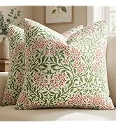 GIGIZAZA Velvet Floral Pillow Covers - Decorative 18x18 Spring Throw Pillow Vintage Patternet Sof...