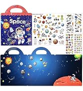 ASTARON 88 Pcs Space Puffy Sticker Book for Kids Toddlers Reusable Space Jelly Sticker Book for T...