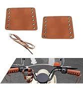 Qurbuns 2 PCS Motorcycle Leather Handlebar Grip Cover, Antislip Bicycle Handlebars Grips Protecto...