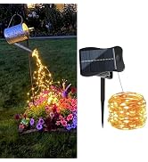 ZNYCYE Solar Waterfall Fairy Bunch Lights Outdoor Waterproof 200LEDs, 8 Modes Fairy Light, Solar ...