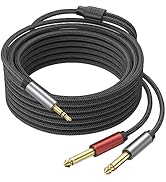 Ubramac 10FT3.5mm 1/8 TRS to Dual 6.35mm 1/4 TS Mono Breakout Cable Y Splitter Stereo Cord Adapte...