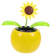 YuanHolumid Yellow Solar Dancing Flowers Sunflower Solar Dancing Figurines Equipped with Stereosc...