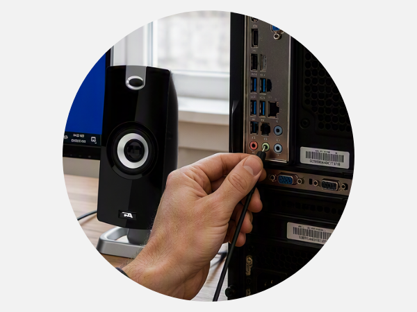Connect the CA-3090 2.1 Speaker System through the aux cable