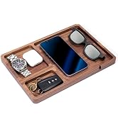 Valet Tray Walnut Wooden - Desk Drawer Organizer Tray, Multi-Functional Desk Organizer, Keys Watc...