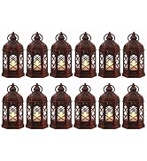 LLQ 12PCS Mini Lantern with Flicker Tealight, Small Lanterns Decorative, Vintage Hanging Lantern,...