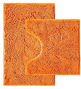 Bathroom Rugs Sets 2 Piece,Super Absorbent Chenille Bath Mats and U-Shaped Toilet Rug,Strong PVC ...