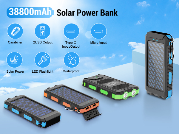 Kepswin Solar Charger Power Bank 38800mAh Portable Solar Phone Charger