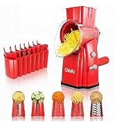 ChinKc Upgrade Rotary Cheese Grater Shredder with Handle, Strong Suction Base, Multi-purpose Rota...